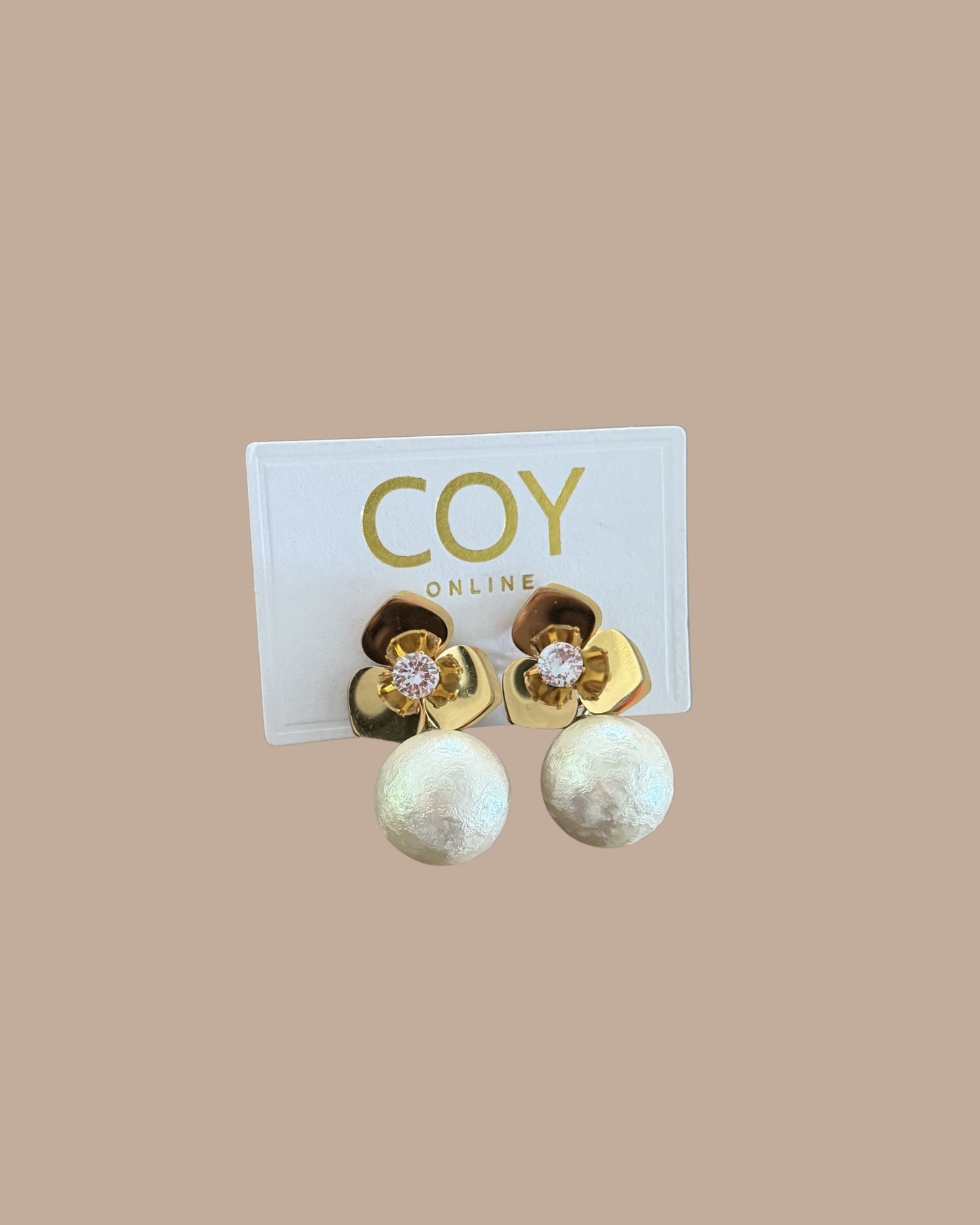 Florence Golden Textured Pearl Earrings
