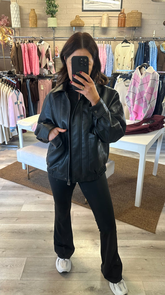 Black Oversized Leatherette Jacket