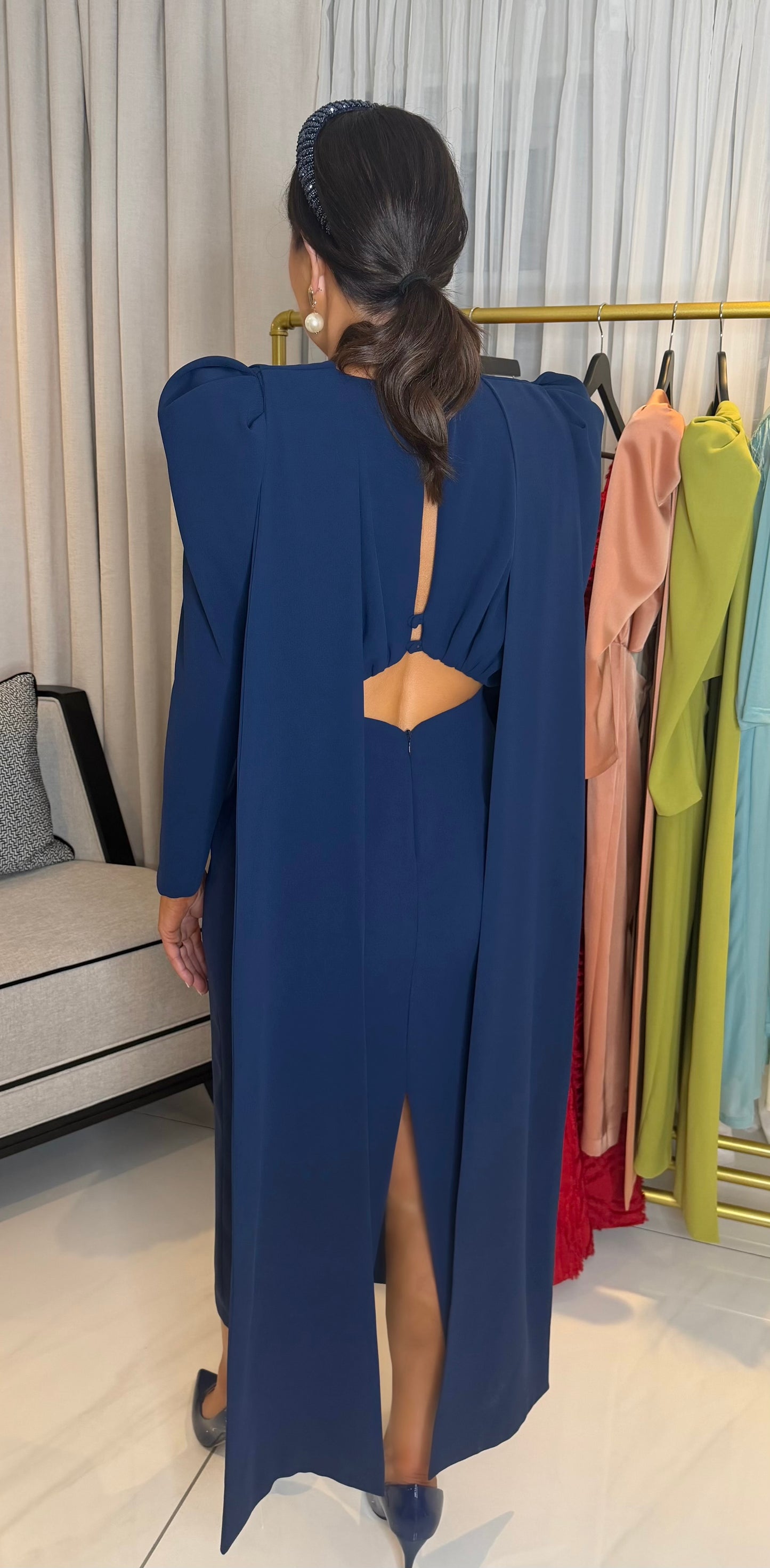 Louisa Navy Drape Dress