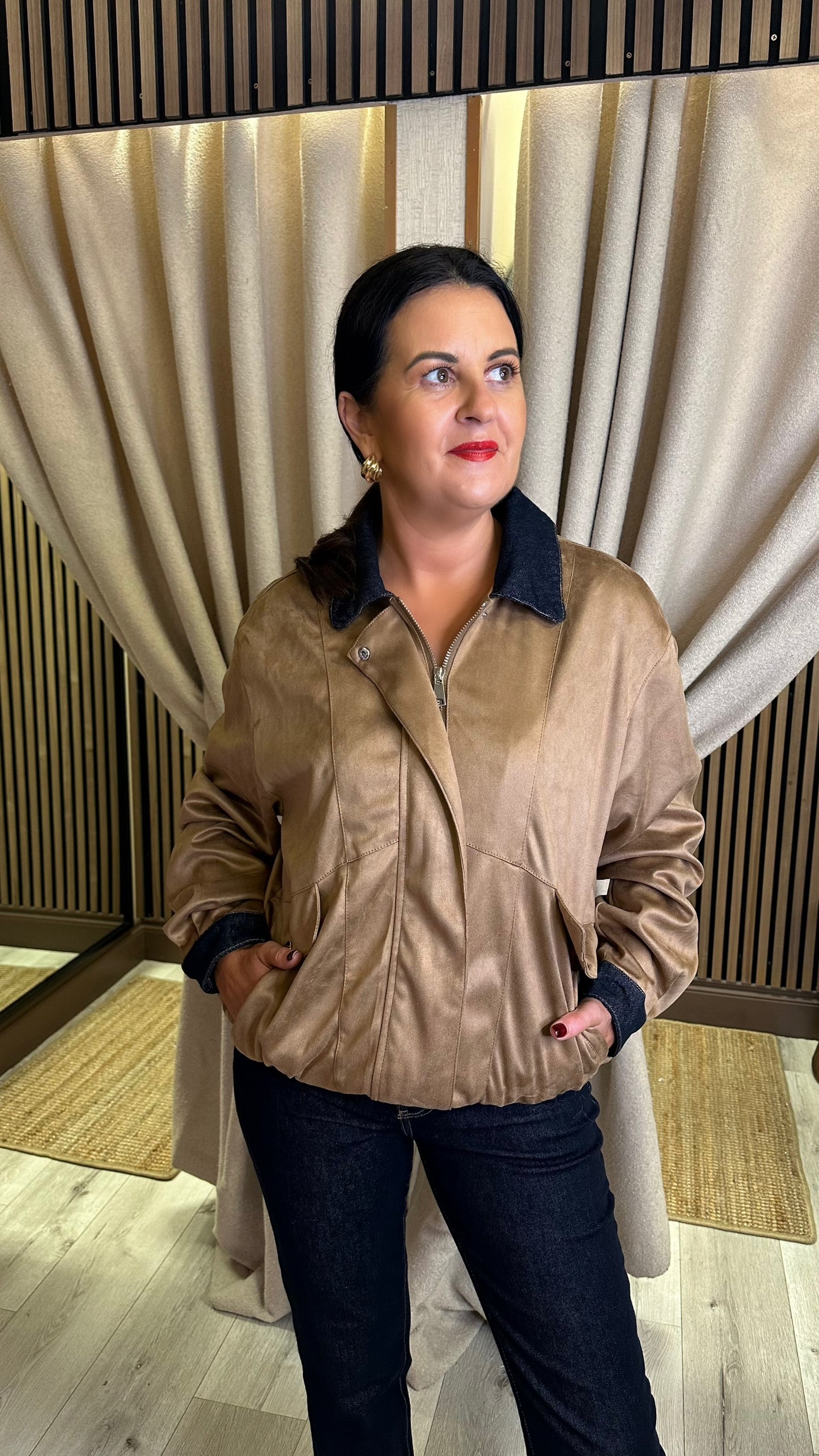 Suedette & Denim Barn Jacket