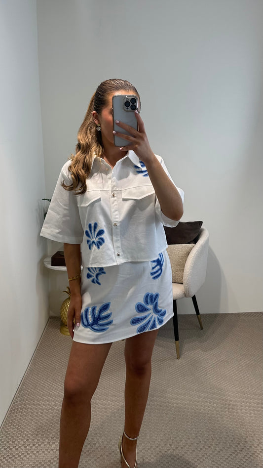 White & Blue Co-Ord