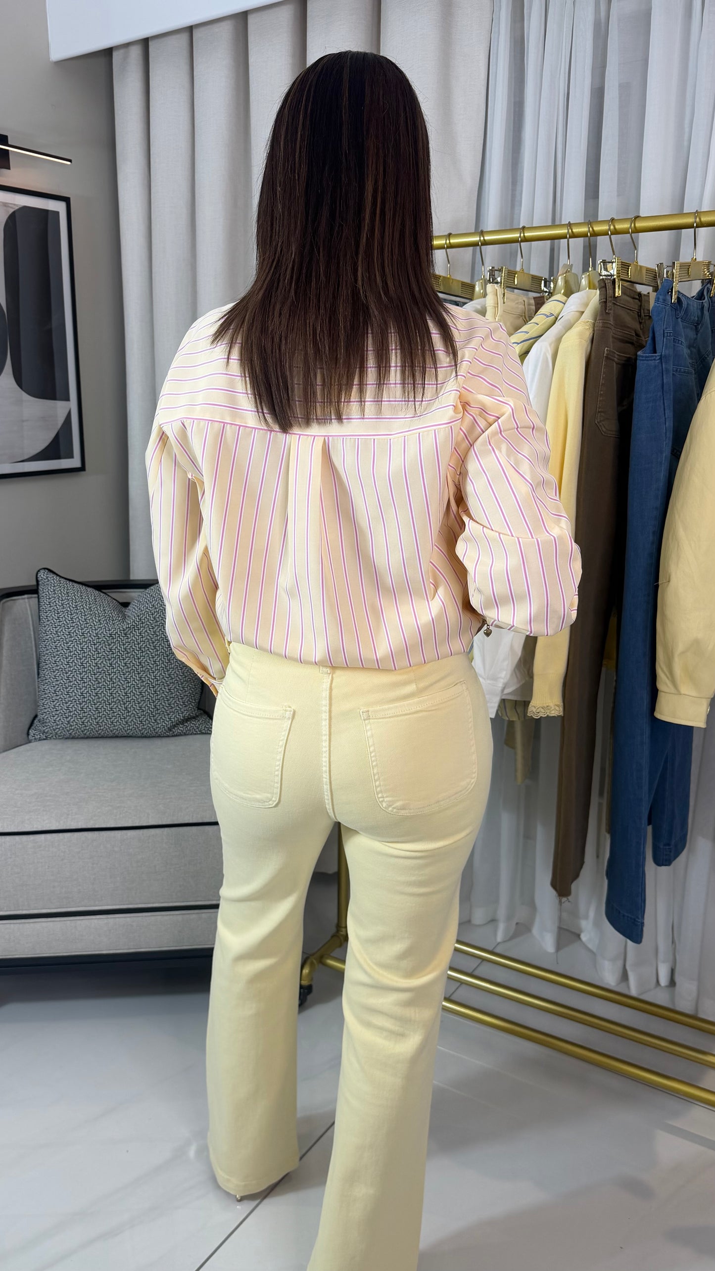 Lemon Straight Leg Pearl Button Jeans