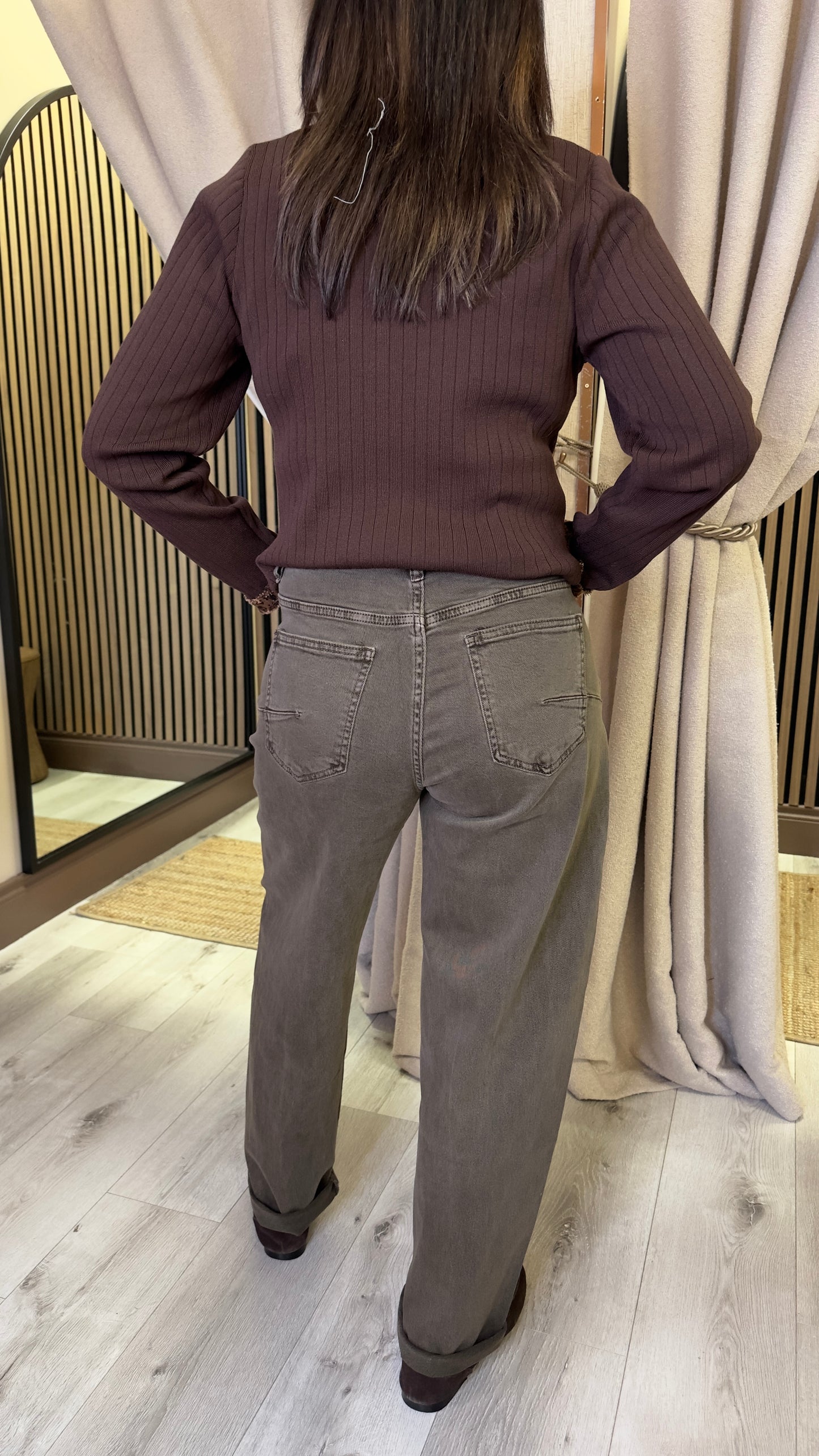 Brown Mink Barrel Jeans