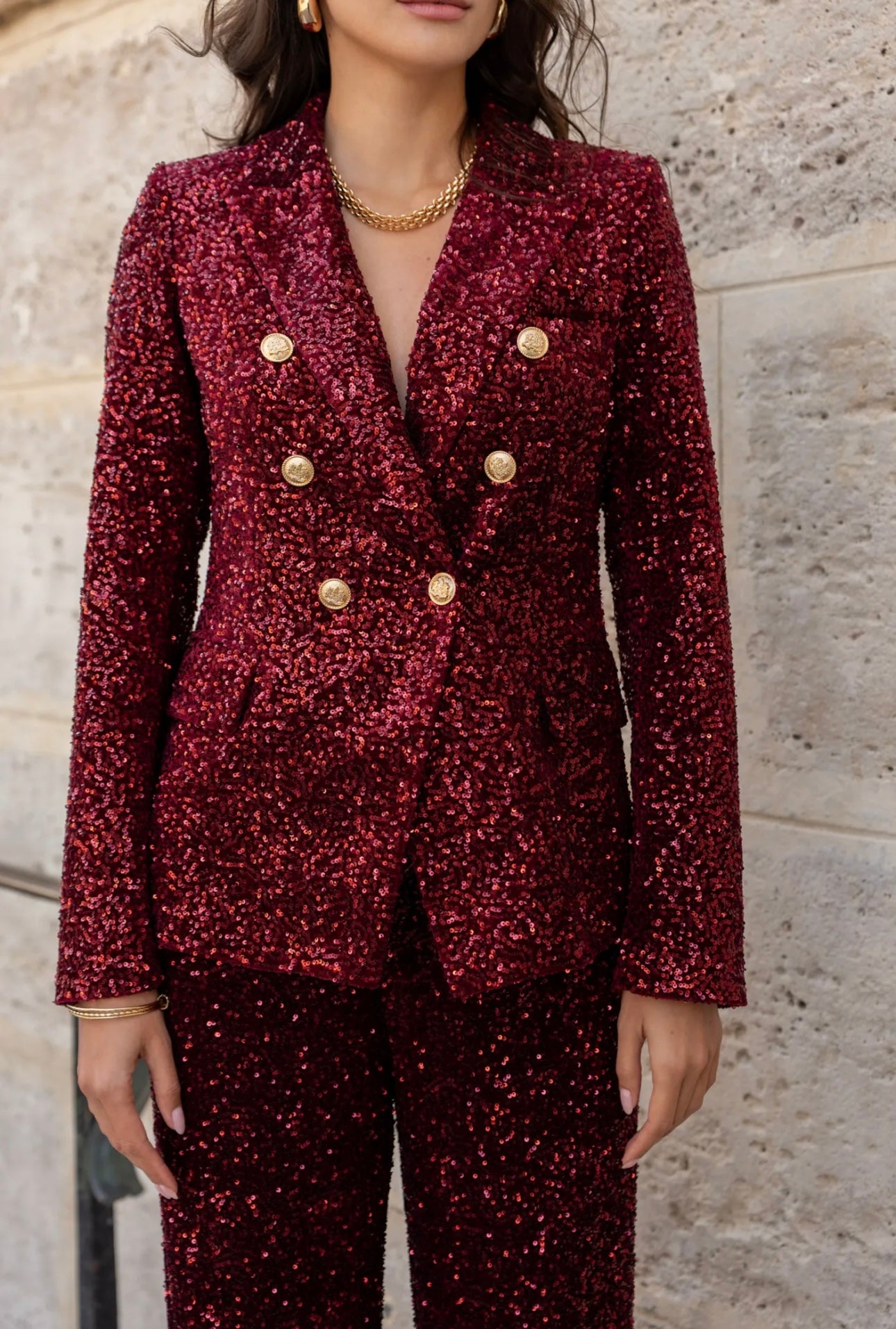 Wine Sequin Blazer