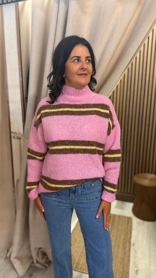 Eve Pink Striped Sweater