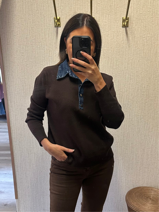Brown & Denim Sweater