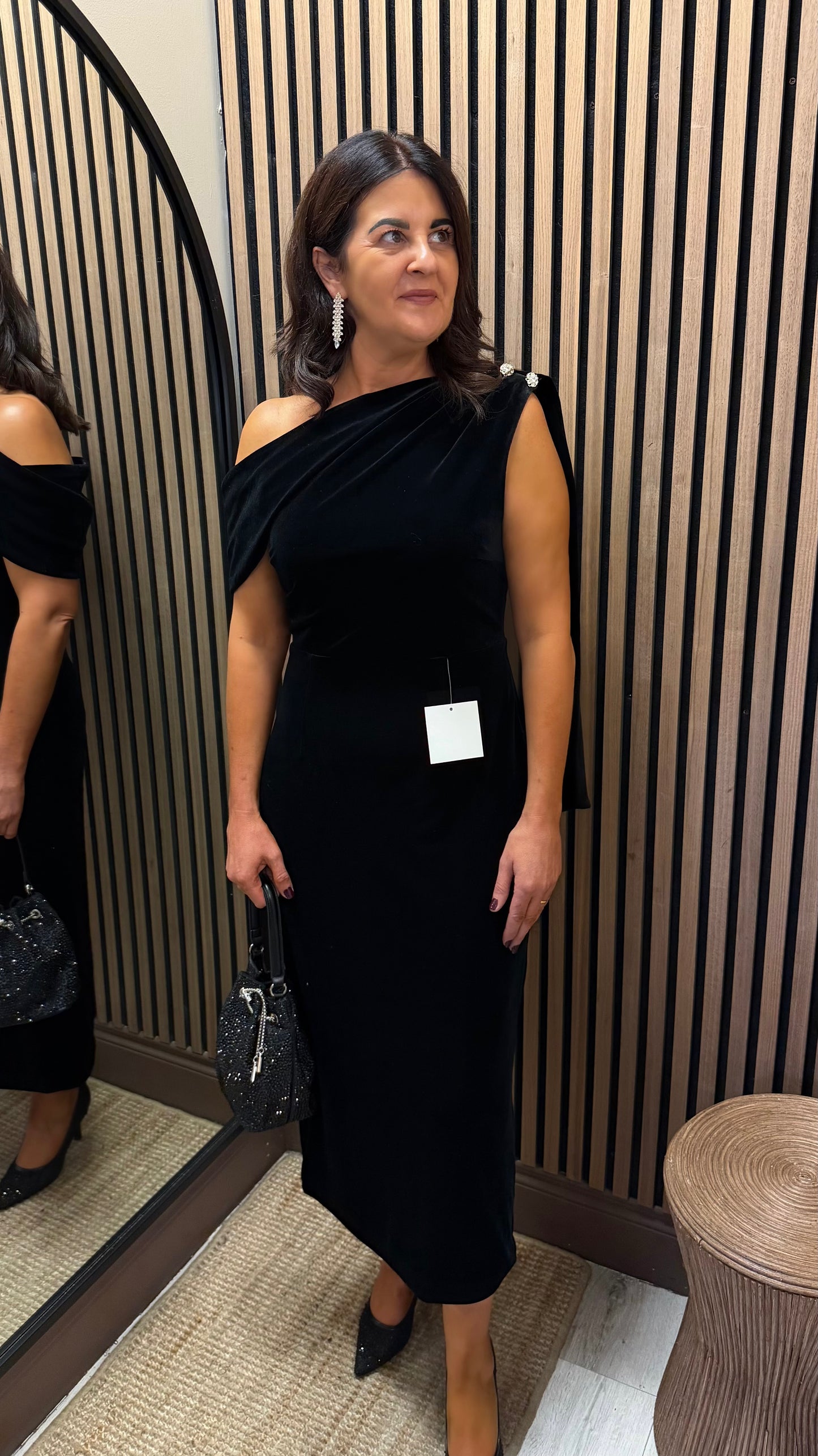 ELENI DRAPE MIDI - BLACK VELVET