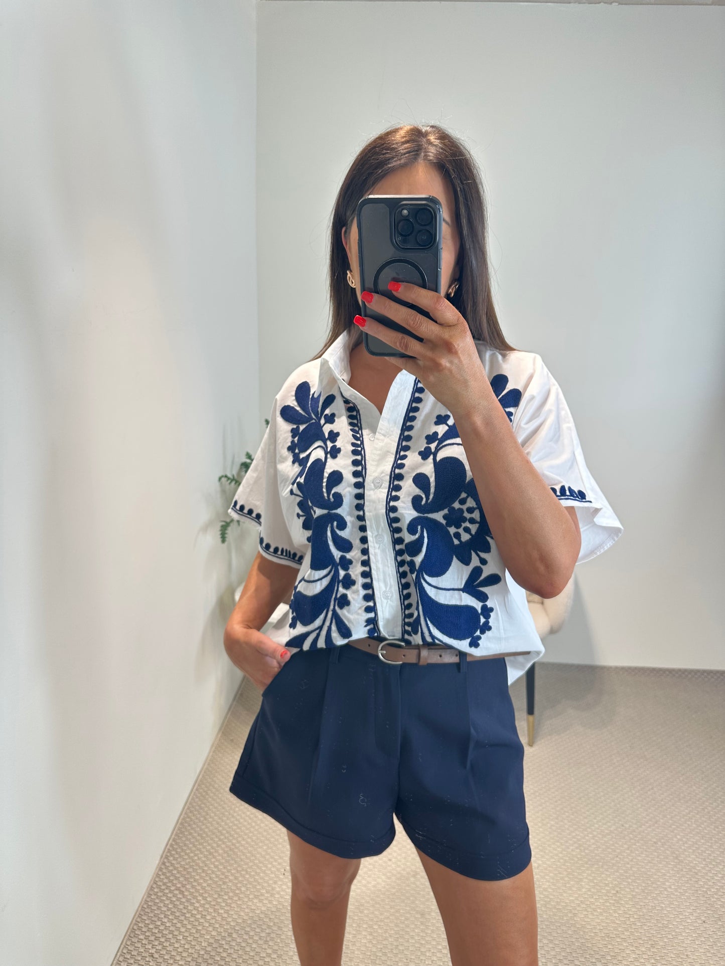 Abstract Linen Blend Shirt
