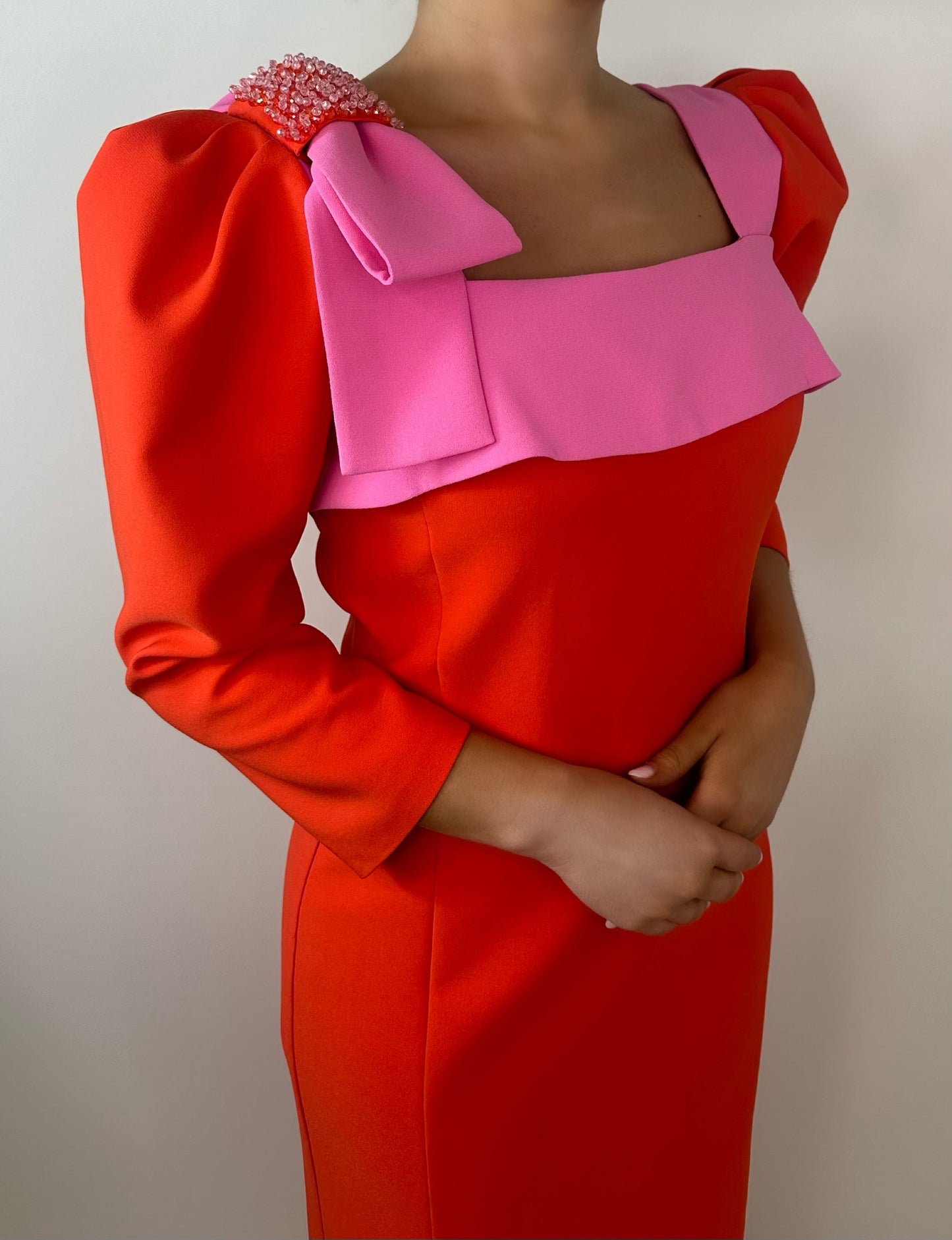 Natayla Pink & Orange Midi Dress