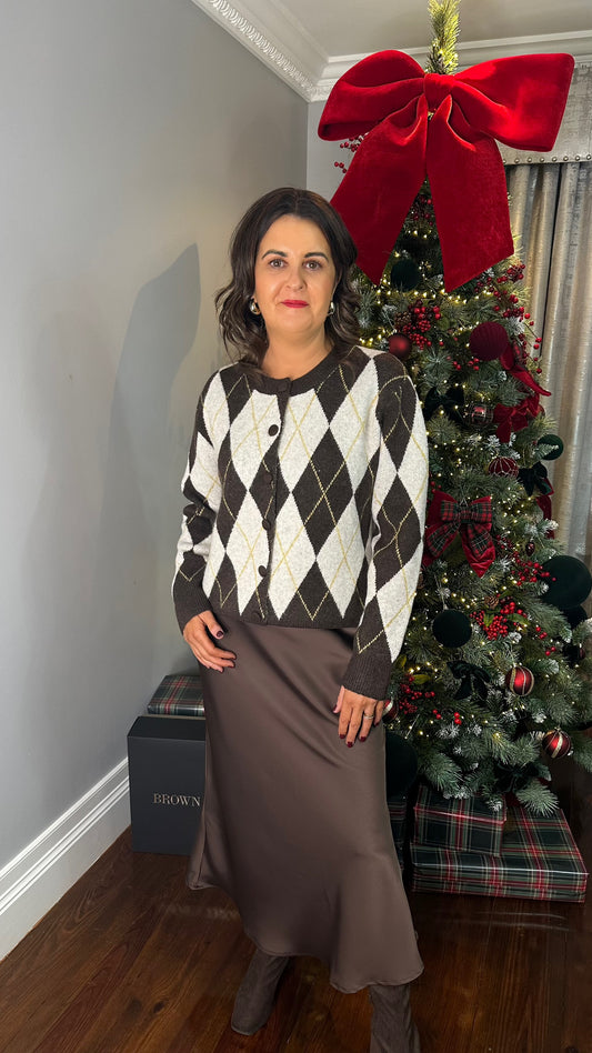 Chocolate Brown Satin Skirt