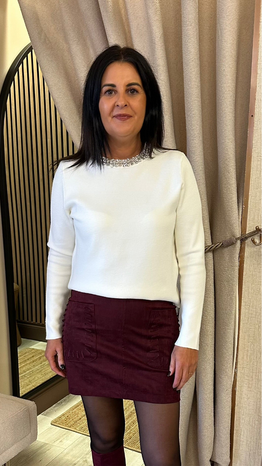 Winter White Embellished Knit