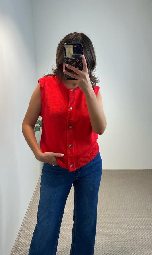 Red Knit Waistcoat