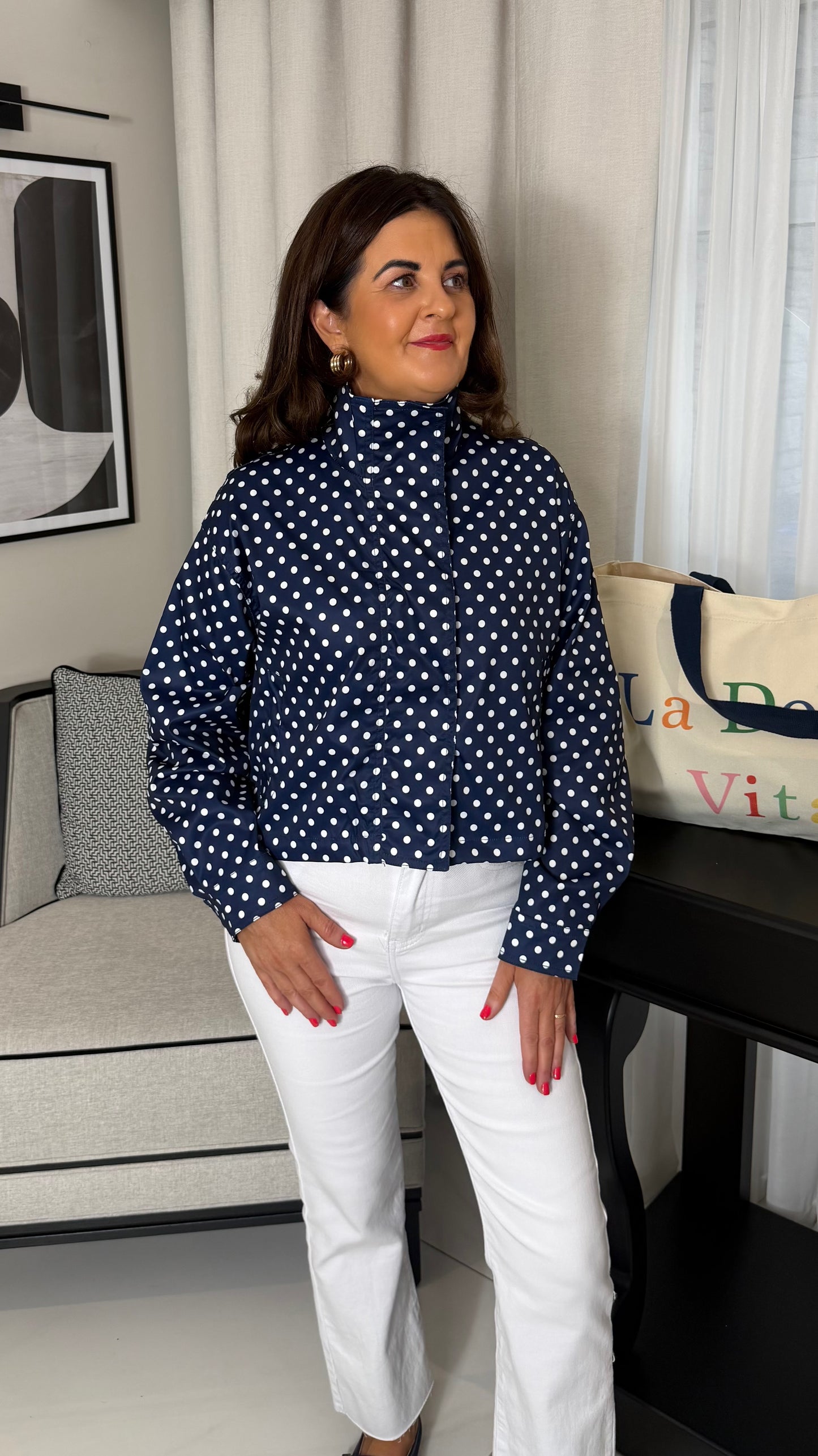 Navy Polka Dot Jacket