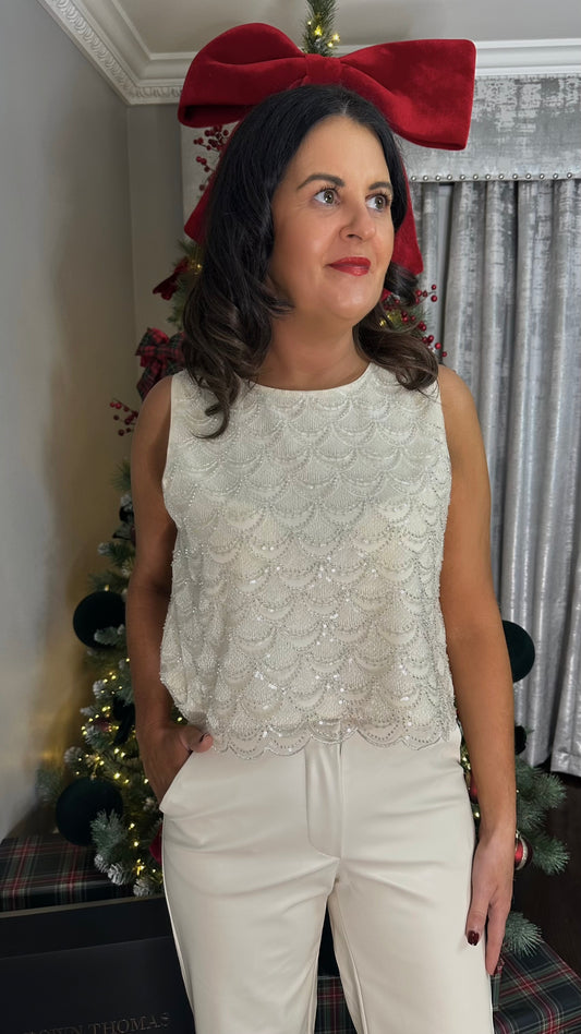 Cream Embellished Top