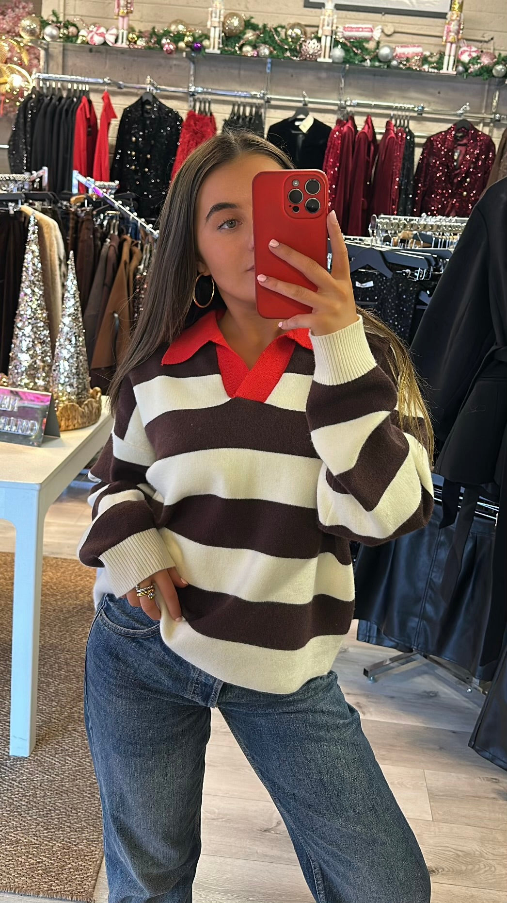 Red, Brown & Cream Polo