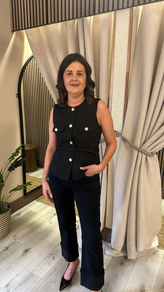 Black Belted Waistcoat