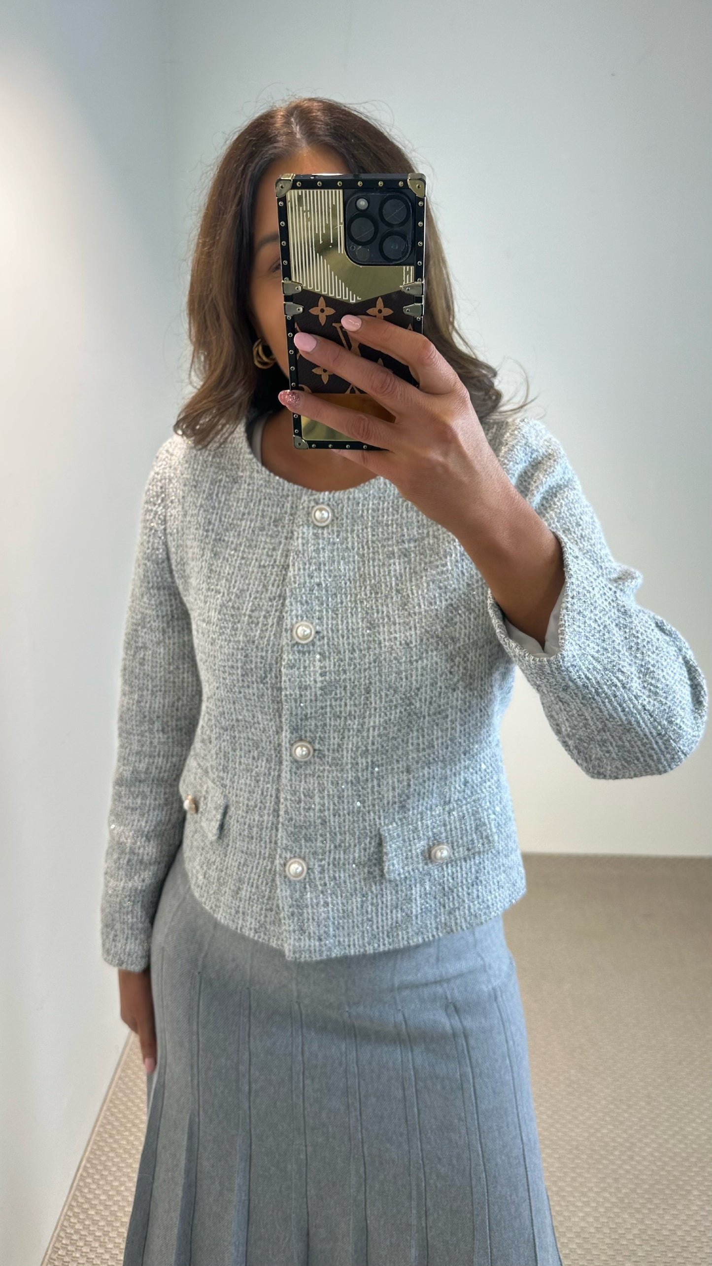 Grey Tweed Box Blazer