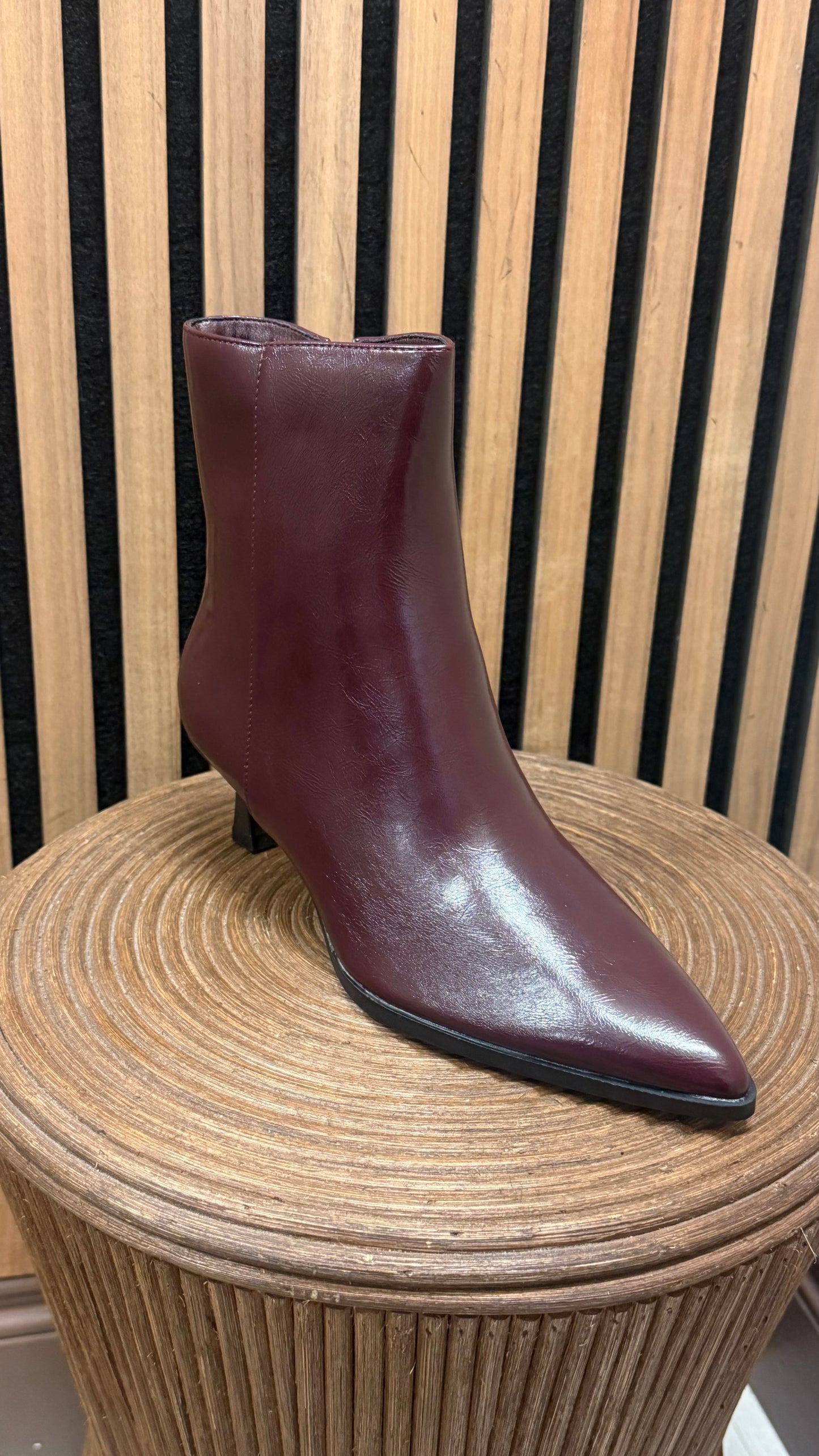 Orla Oxblood Faux Leather Ankle Boots