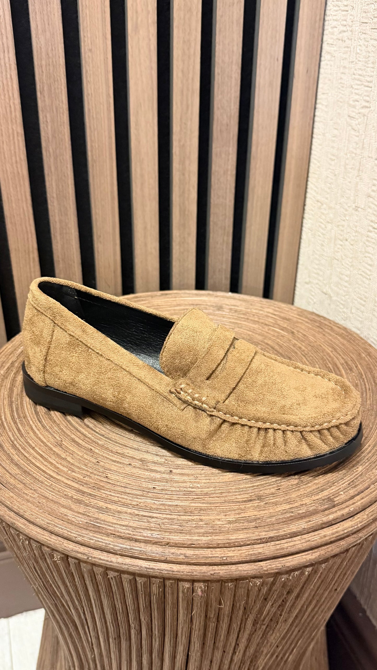 Camel Faux Suede Loafers