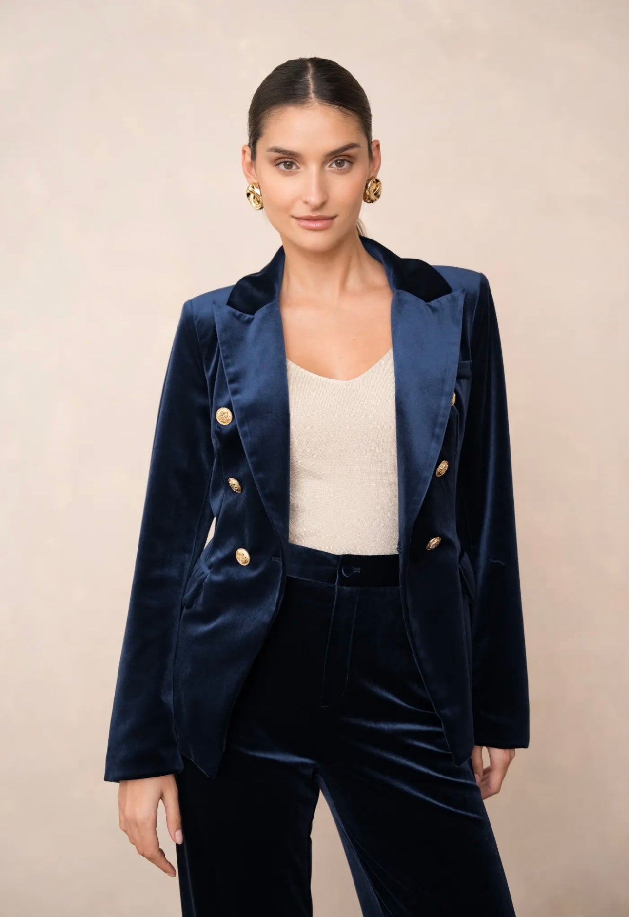Navy Velvet Blazer
