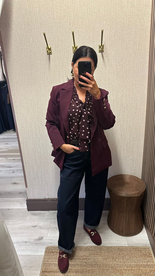 Burgundy Oversized Blazer