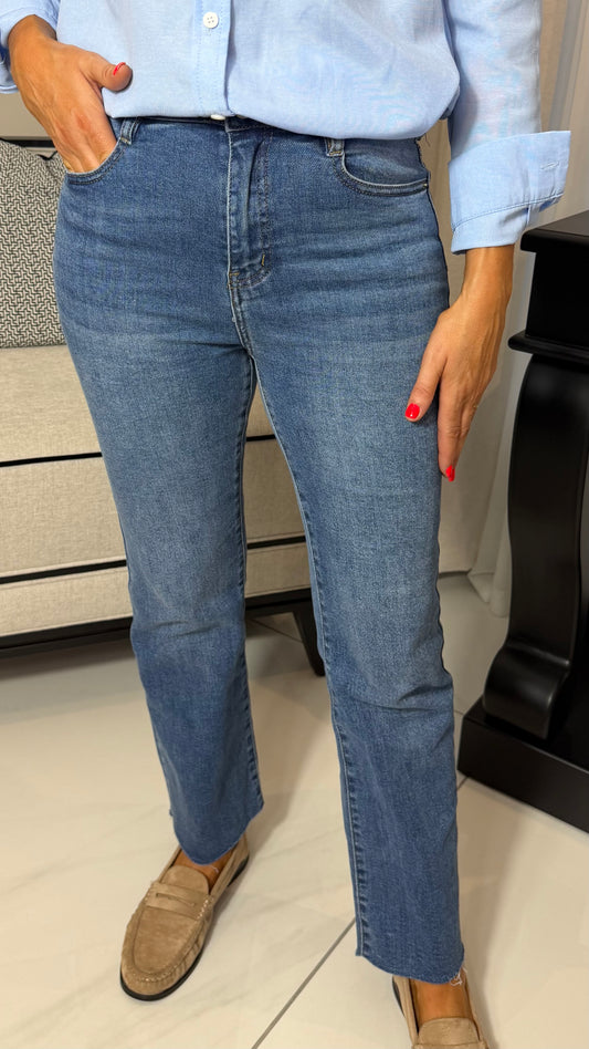 Mid-Wash Cropped Jeans