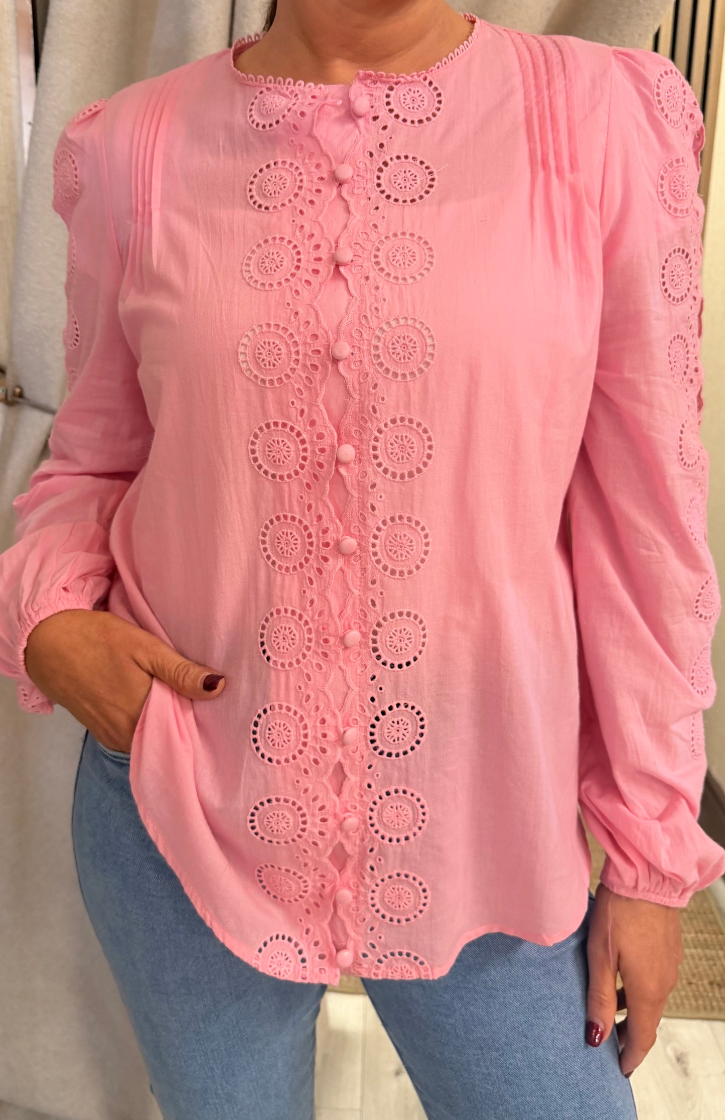 Pink Brocade Style Blouse