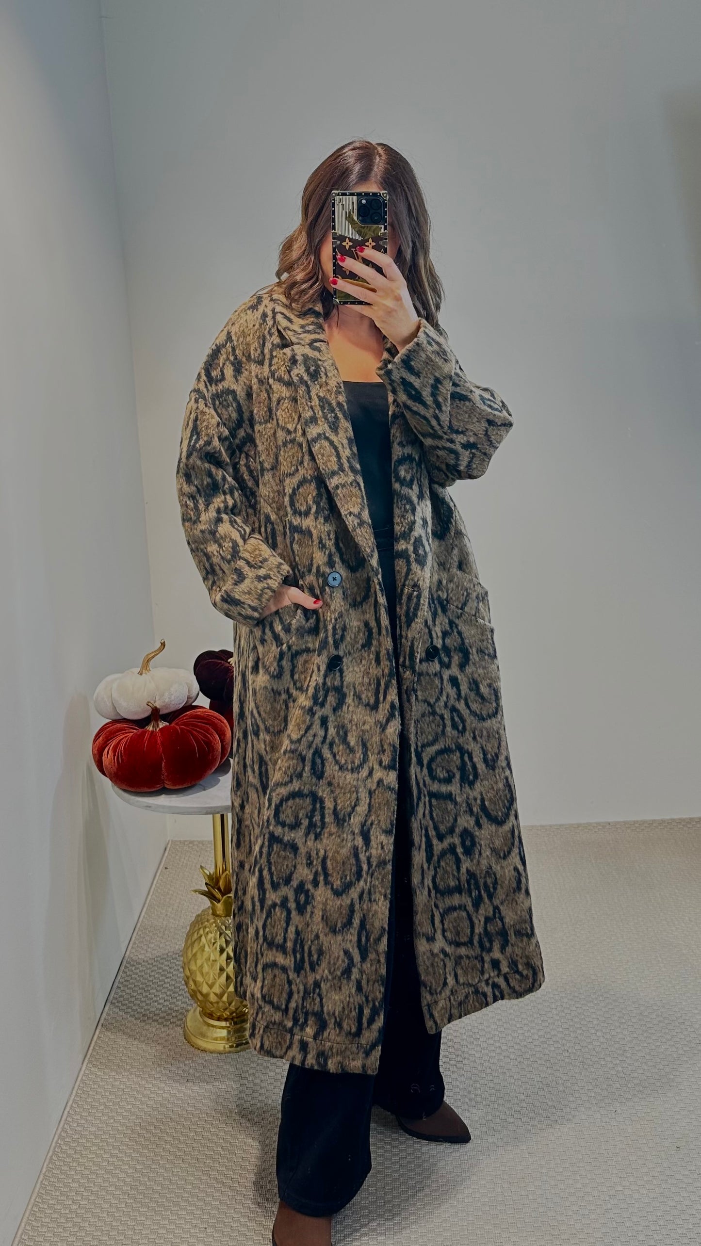 Leopard Print Faux Fur Coat