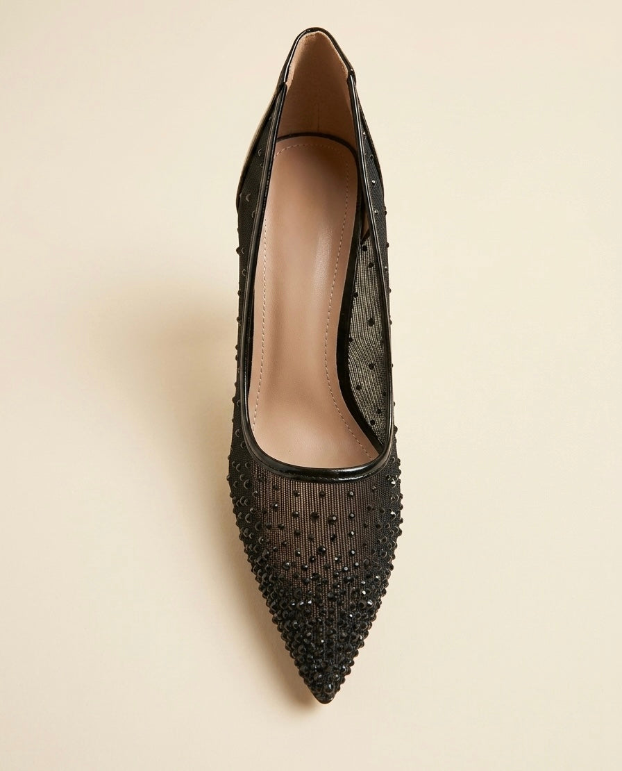Black Diamanté Heels