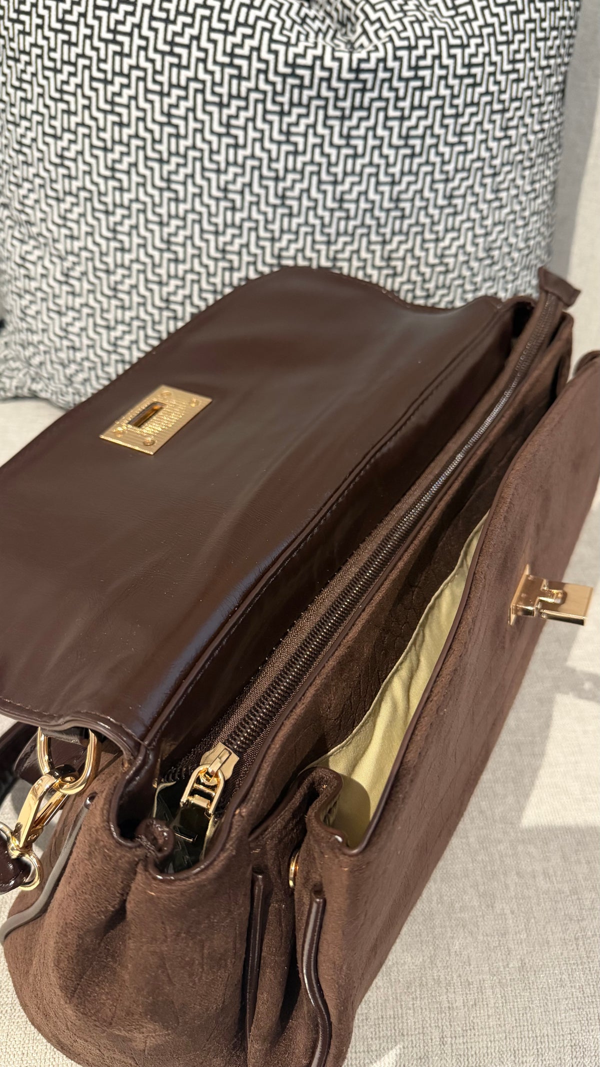 Georgia Brown Suede Effect Handbag