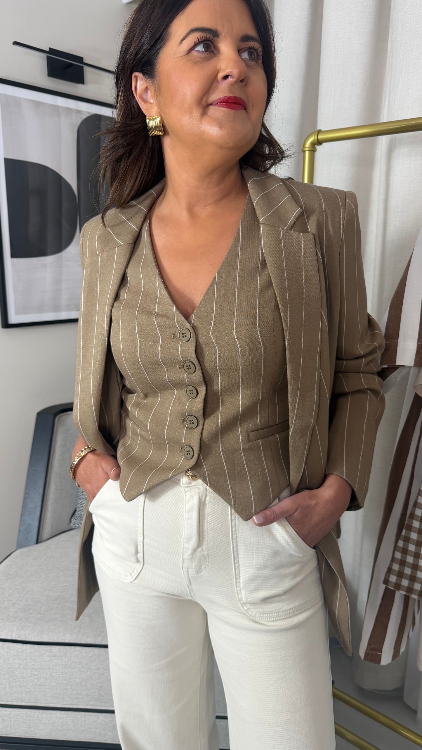 Tan Pinstripe Blazer