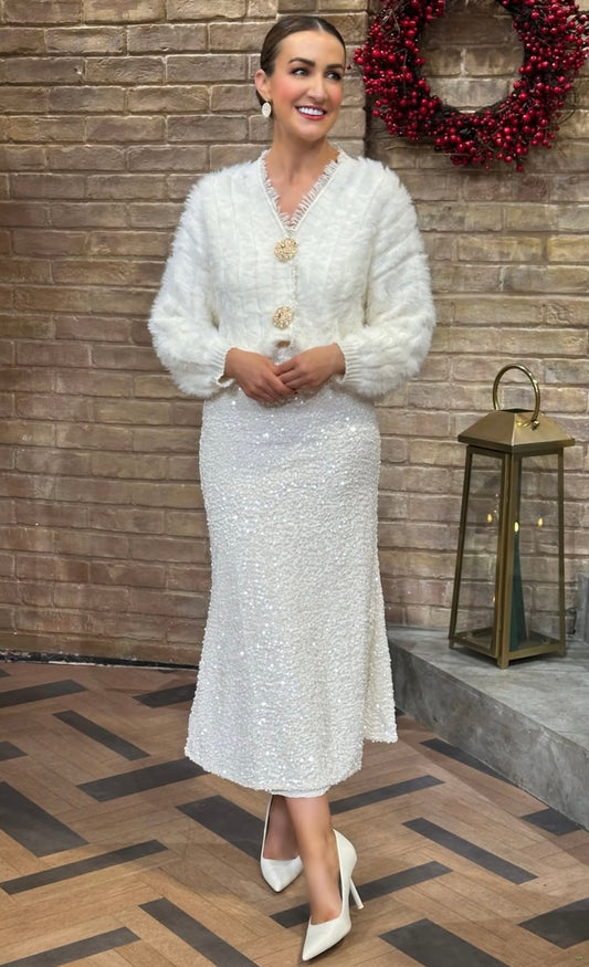 Cream Gold Button Cardigan