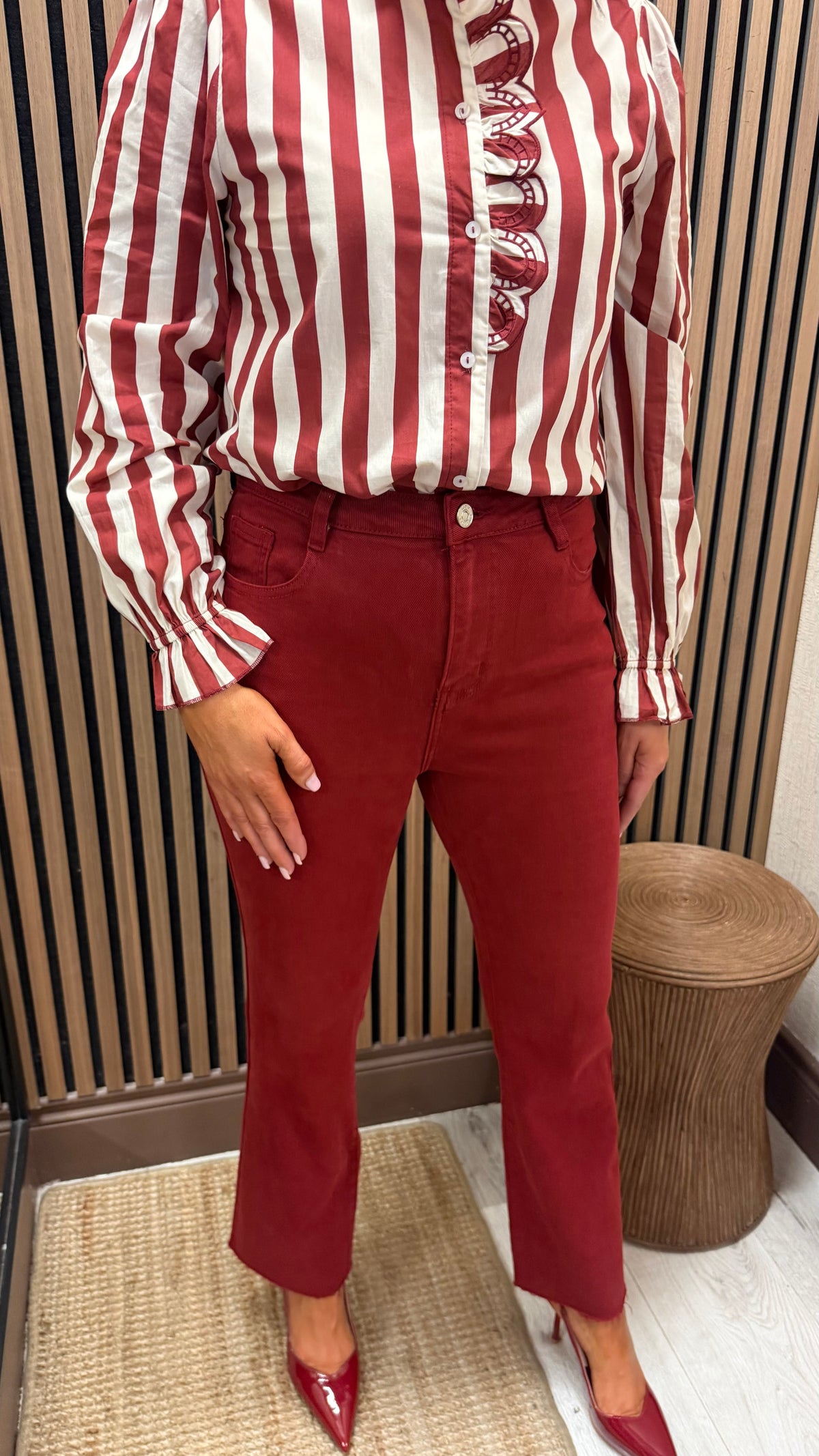 Red Cropped Jeans