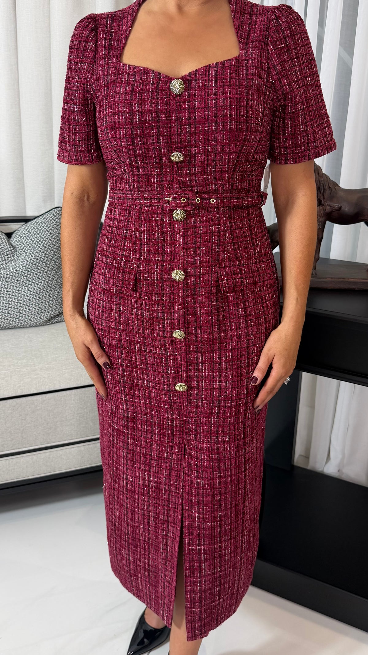 HARRIET OXBLOOD SPARKLE DRESS