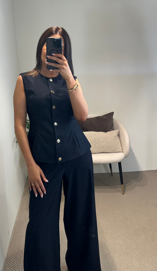 Eva Dark Navy Waistcoat