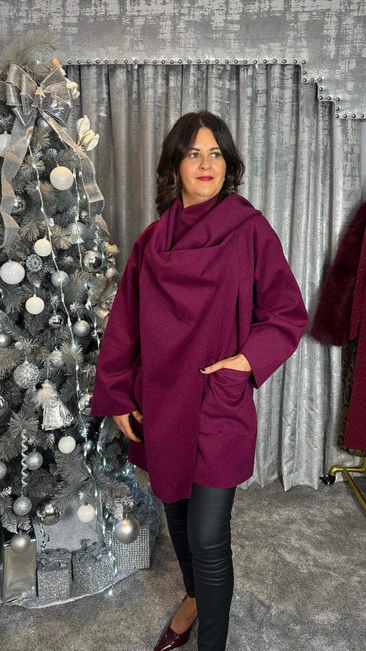 Burgundy Scarf Coat