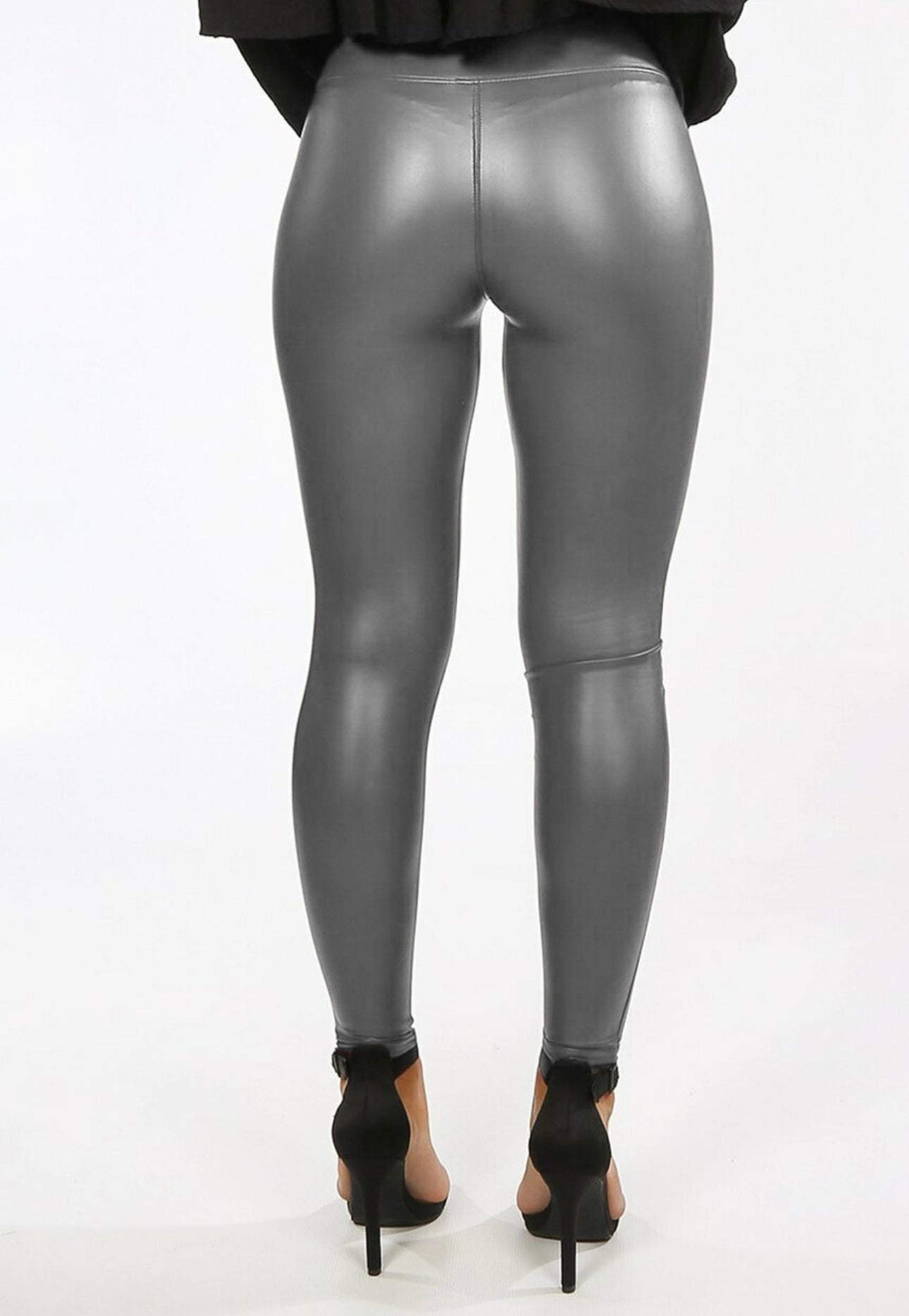 Grey Faux Leather Leggings