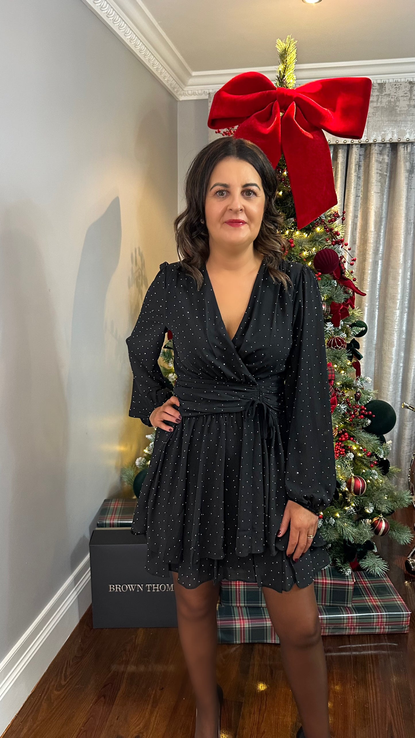 Black Diamanté Mini Dress