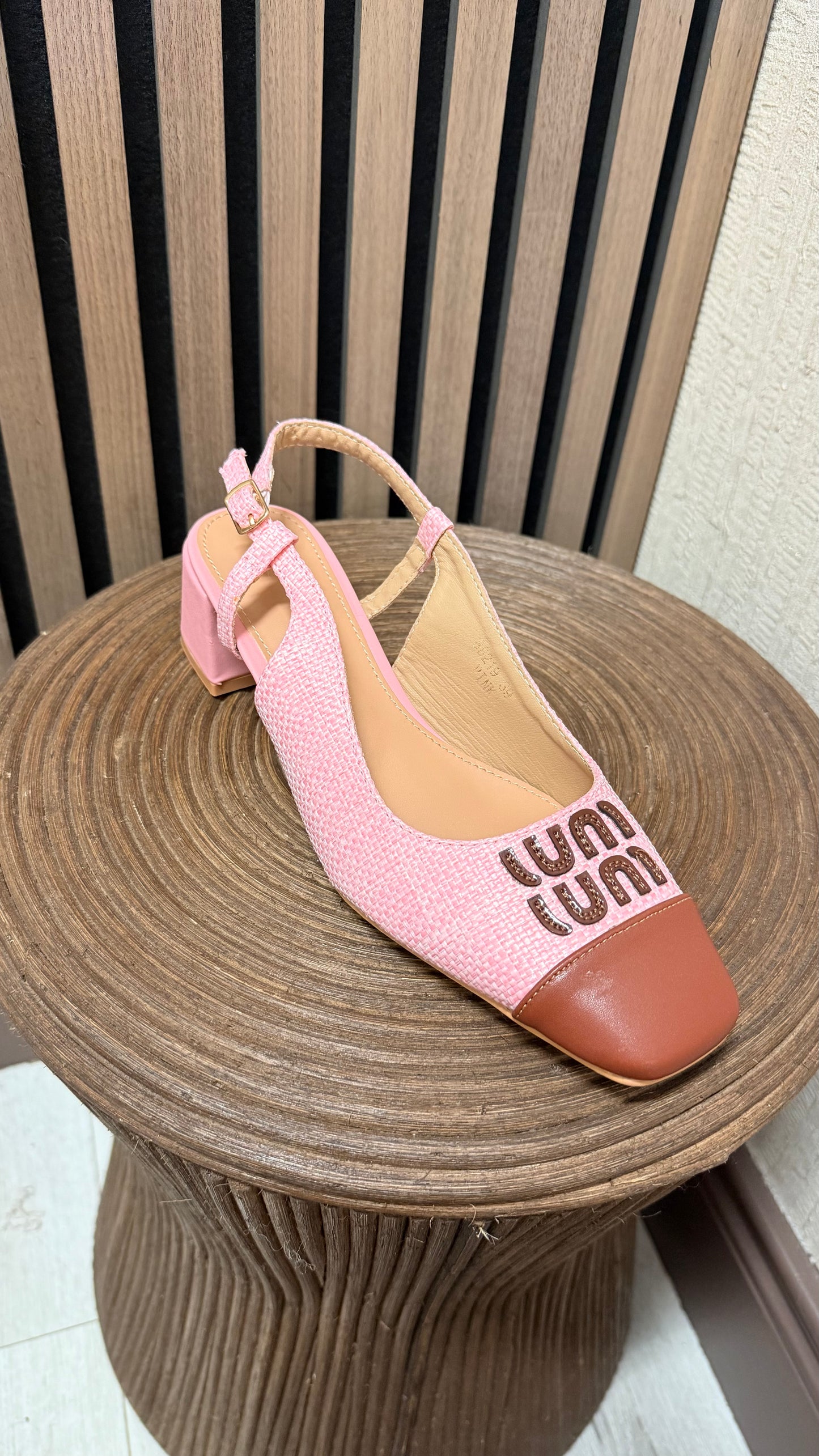 Pink & Brown Two Toned Block Heels