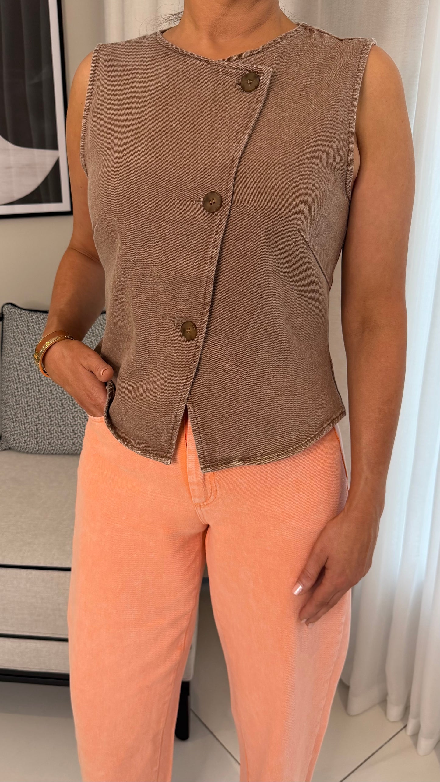 Brown Denim Waistcoat