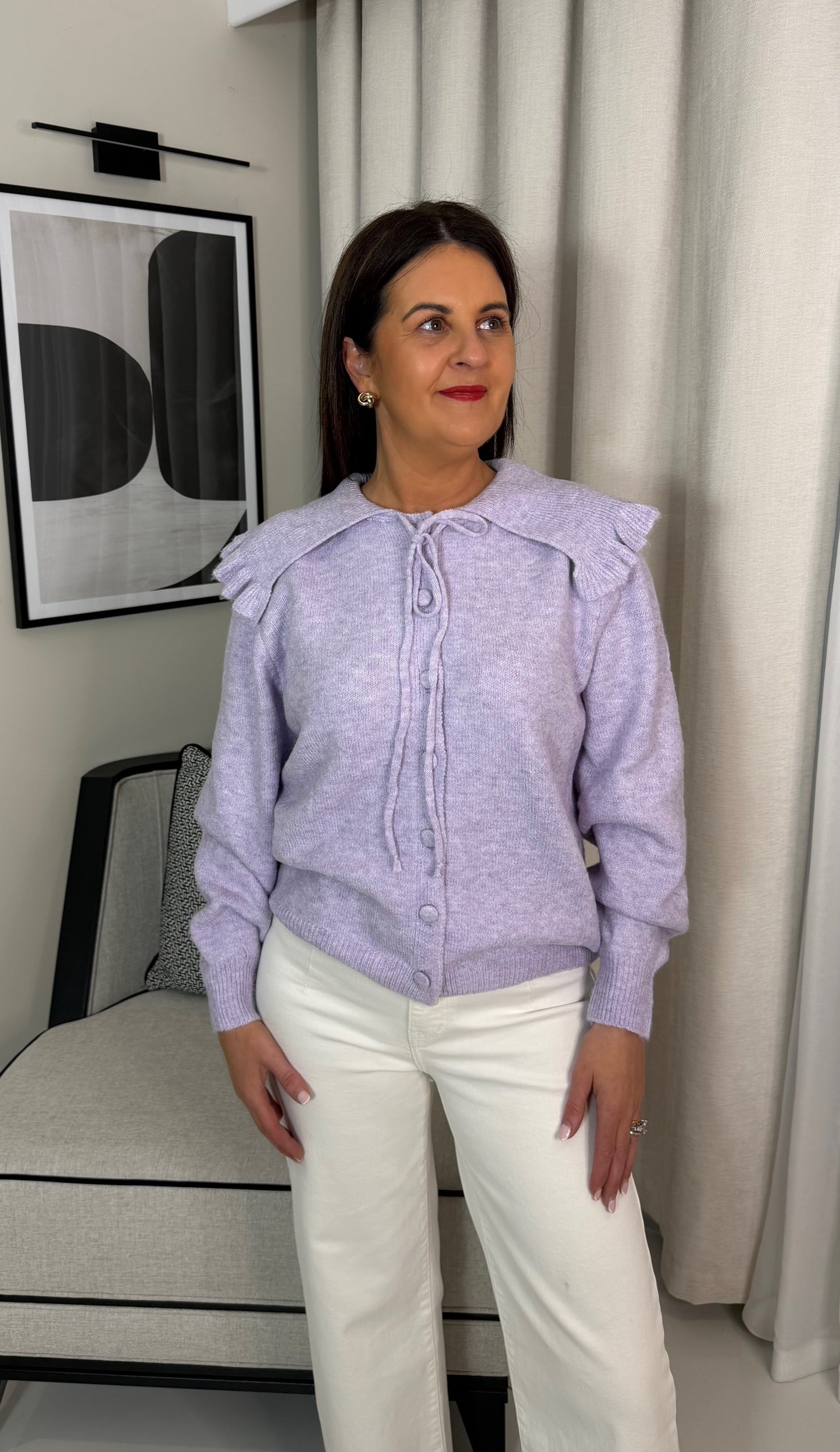 Lilac Peter Pan Collar Cardigan