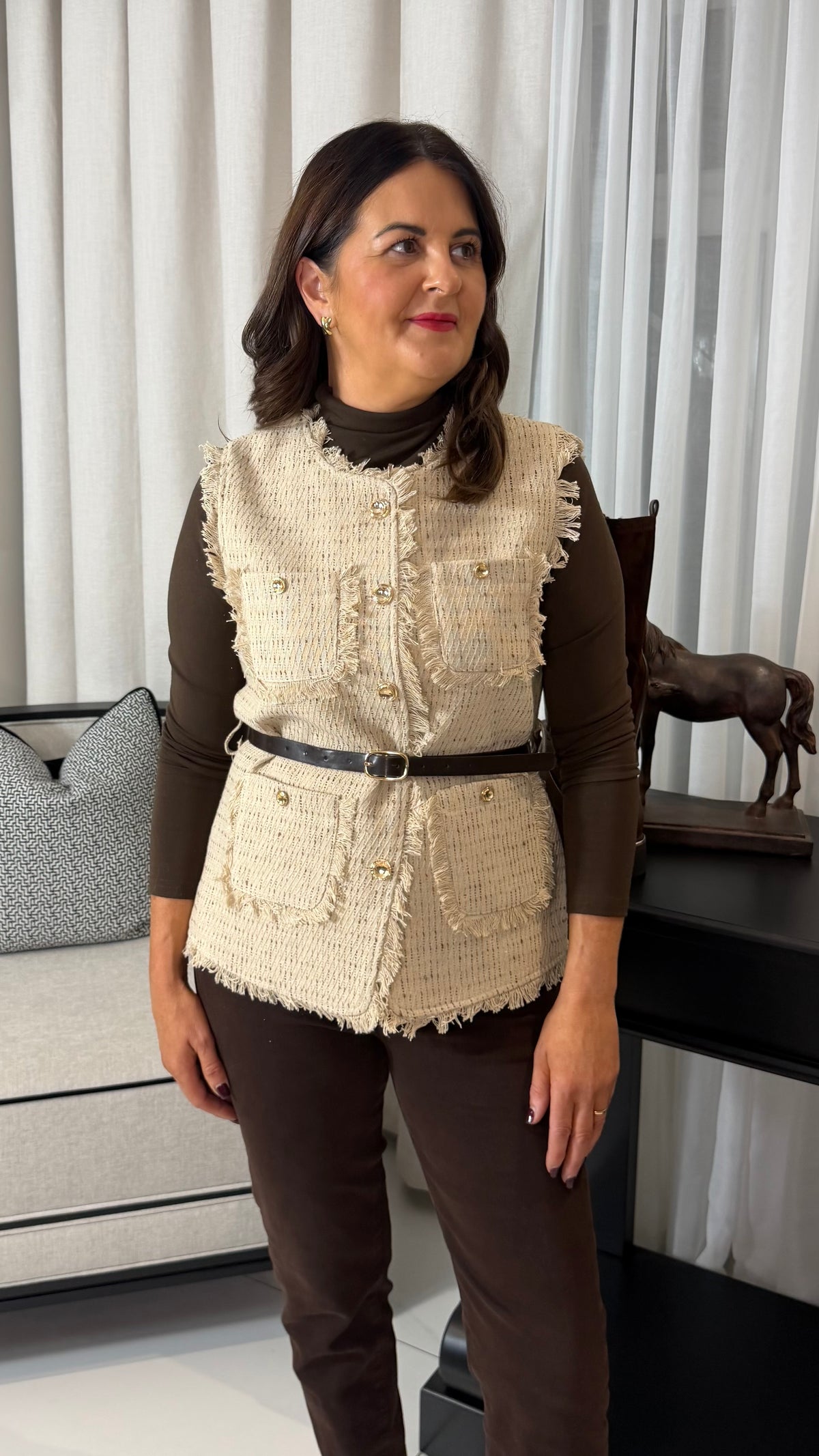 Samantha Tweed Belted Waistcoat