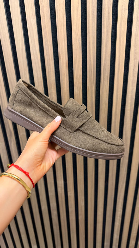 Chocolate Faux Suede Loafer