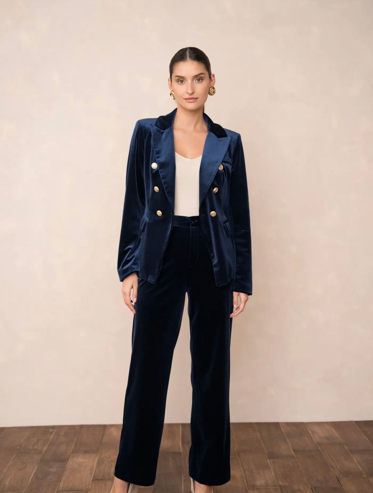 Navy Velvet Trousers