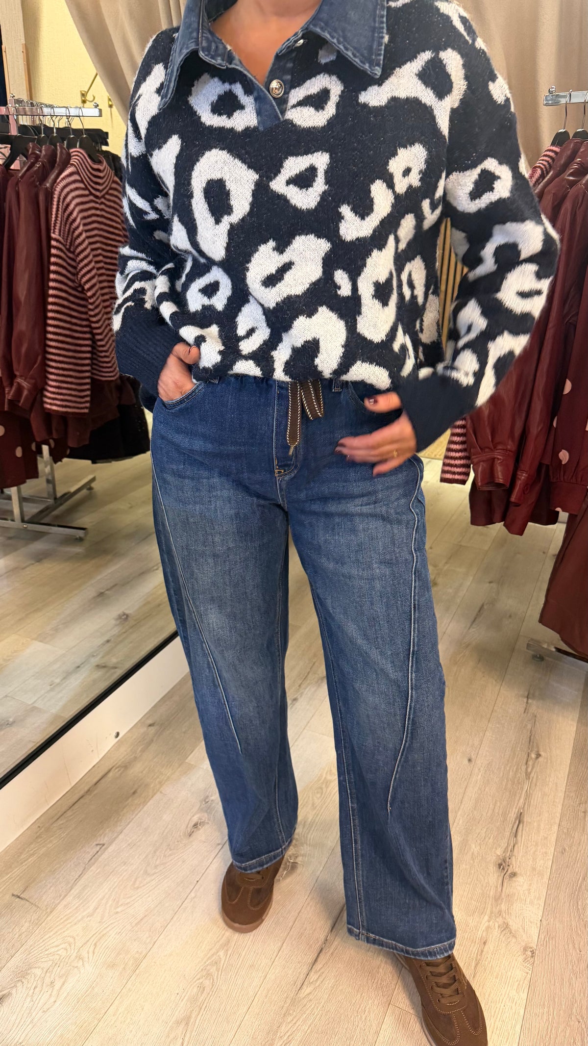 Dark Denim Barrel Jogger Jeans