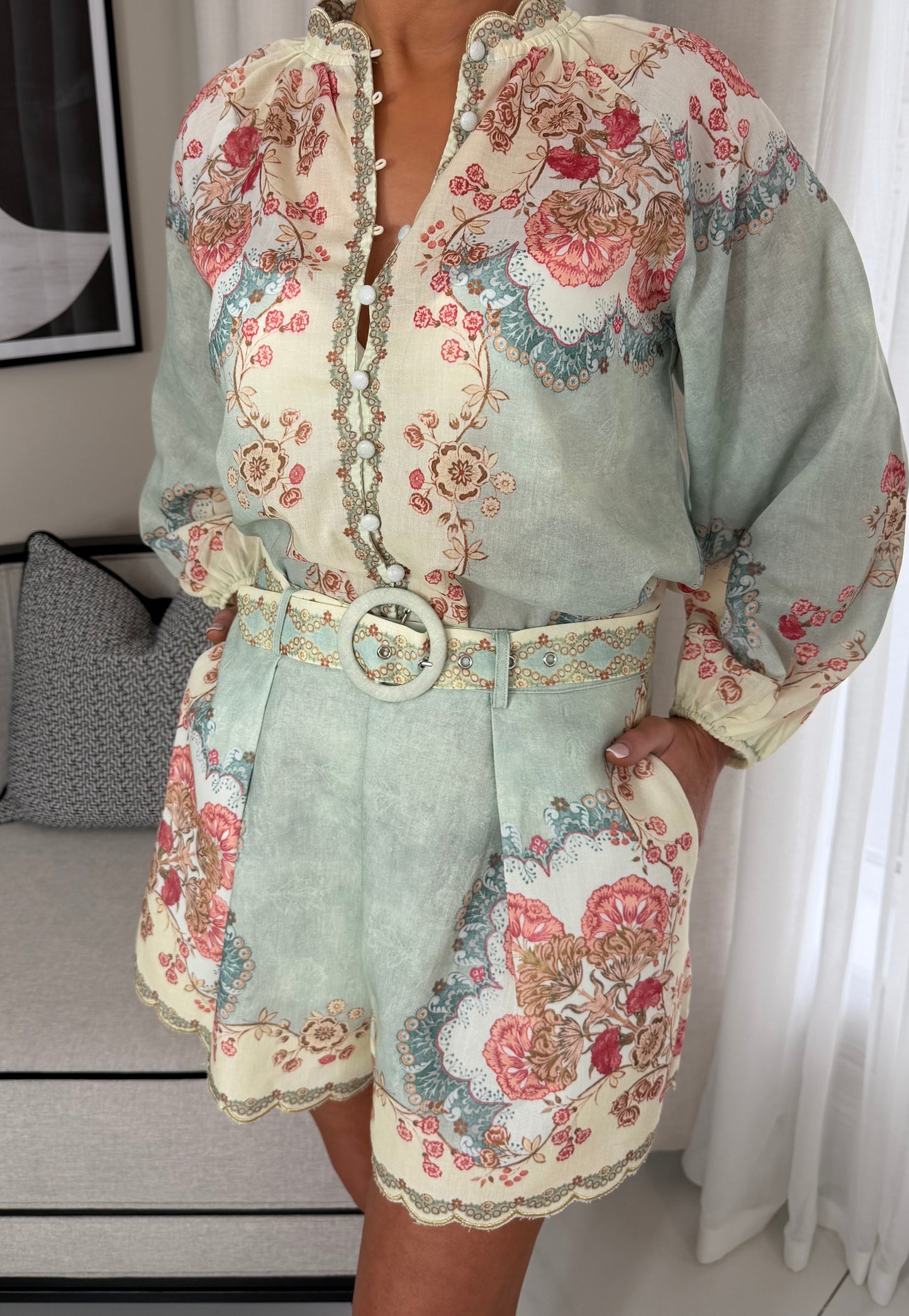 Sage Pattern Blouse