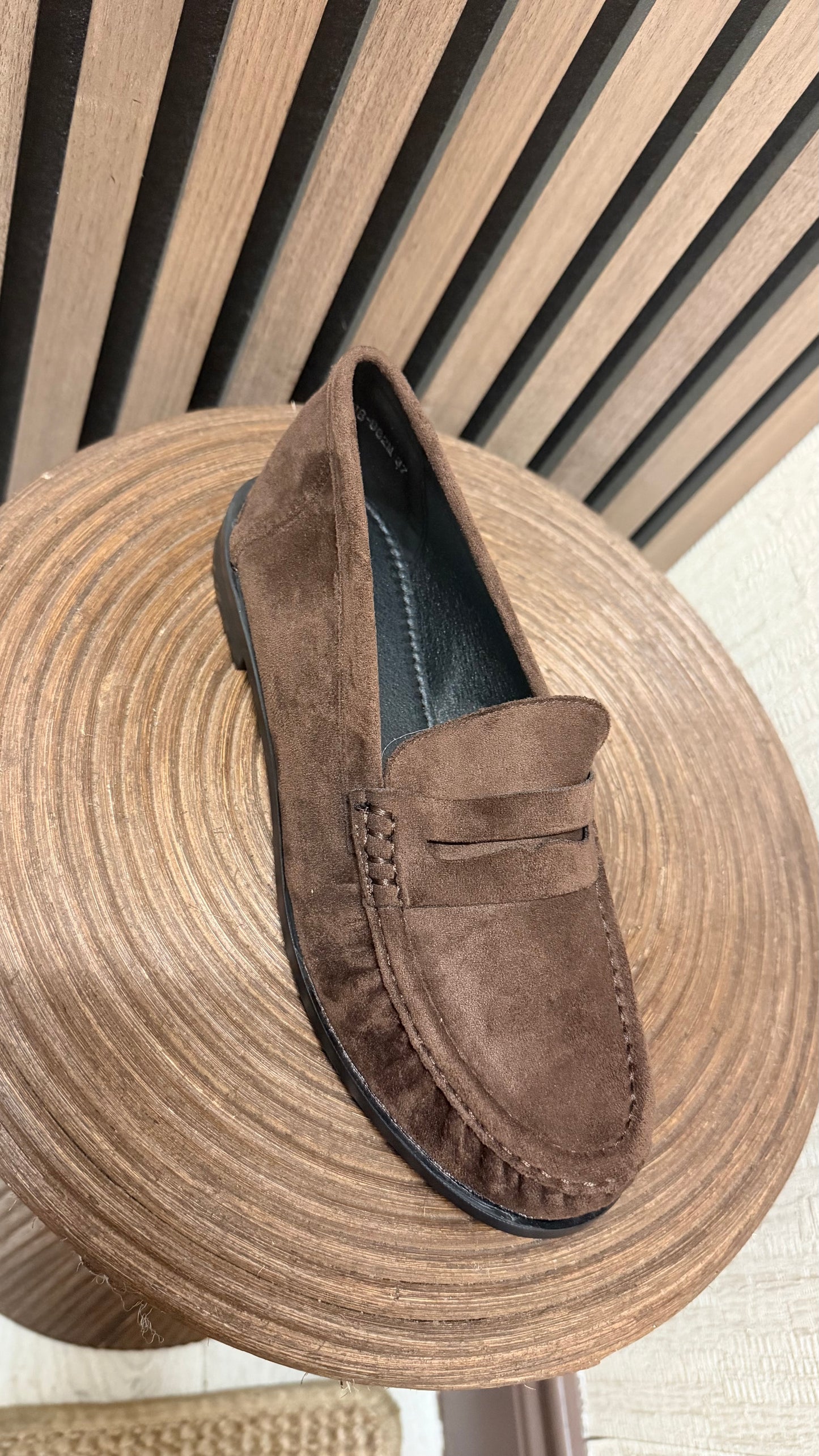 Chocolate Brown Faux Suede Loafers