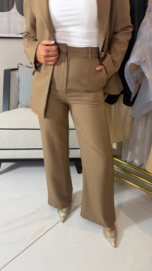 Tan Wide-Leg Trousers