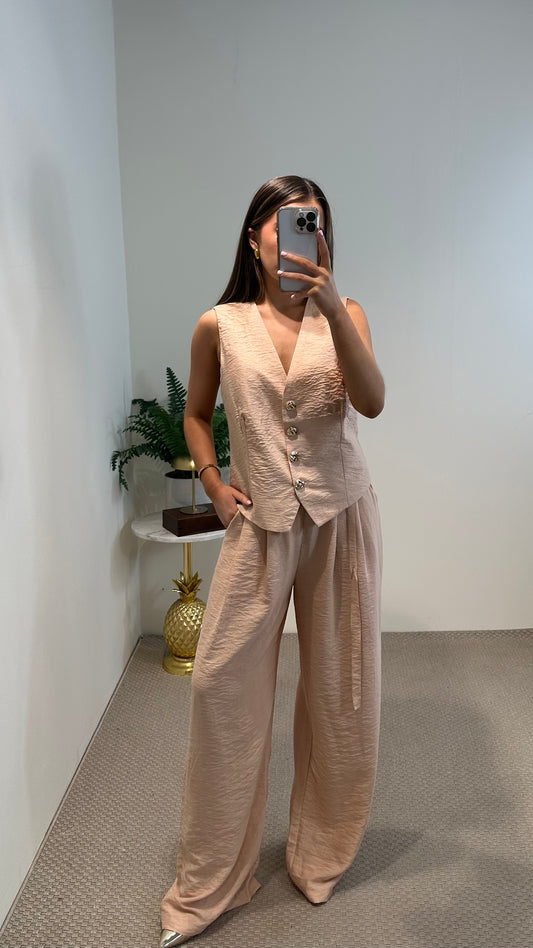 Peach Wide-Leg Trousers