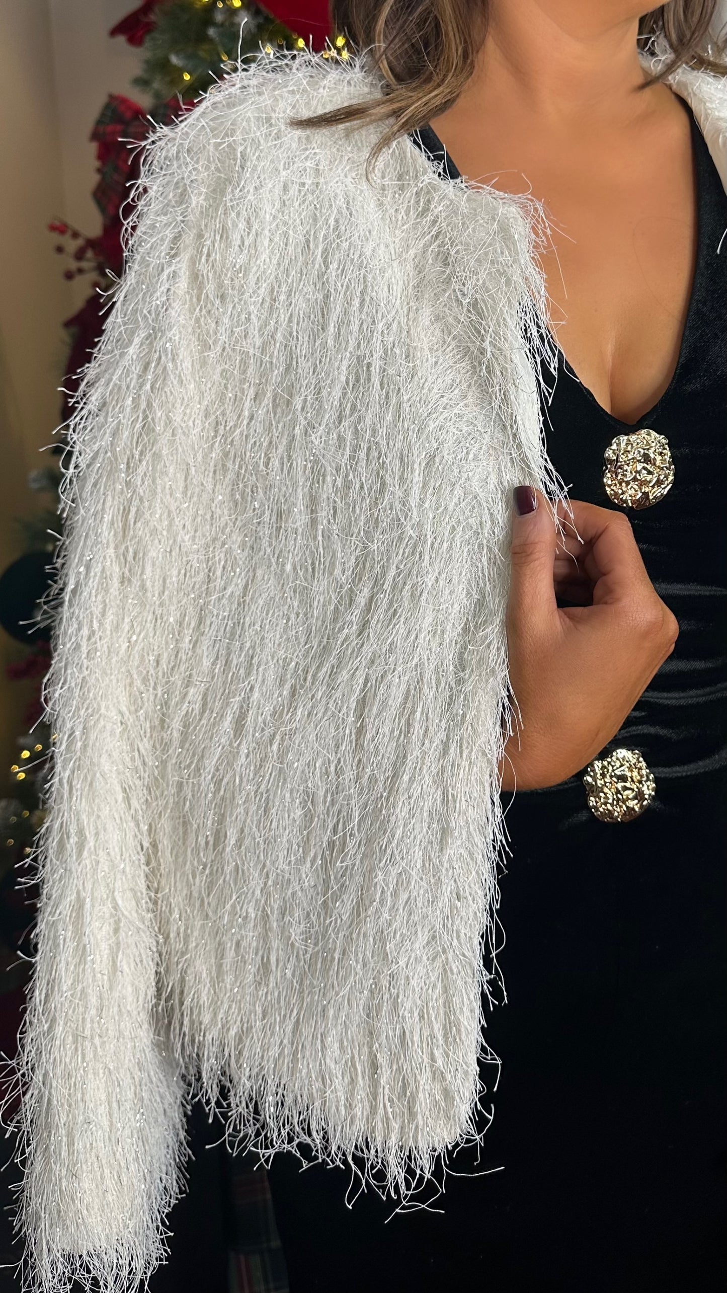 Feather Fringe Metallic Thread Jacket